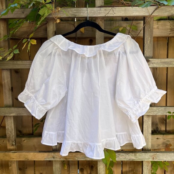 Harly Jae Doll Blouse White Organic Cotton Size S Feminine Minimalist - Picture 5 of 5